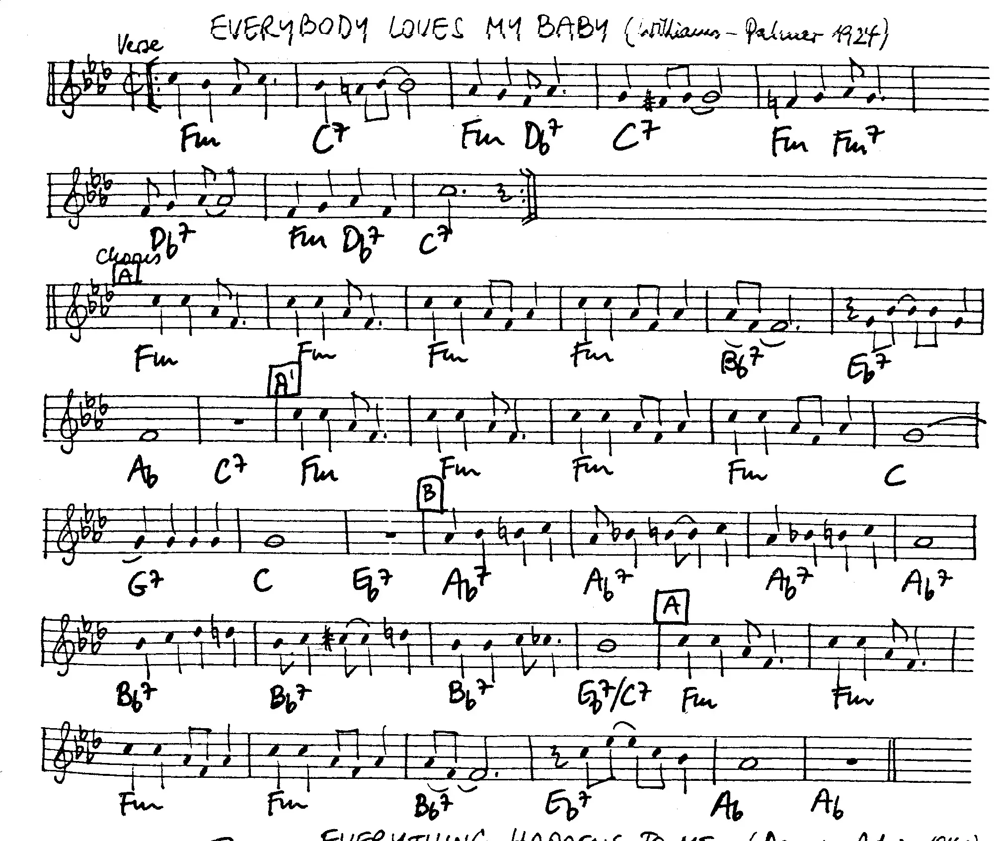 everybody loves my baby free jazz leadsheet - Courtesy of the Jungle Jazz Band